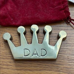 Vintage Gold Crown Paperweight with 'DAD' Inscription